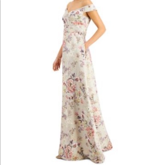 Adrianna Papell Off-The-Shoulder Floral-Print Ball Gown - Picture 3 of 4